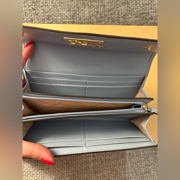 Like New Michael Kors Leather Blue pale Wallet - Picture 7 of 16